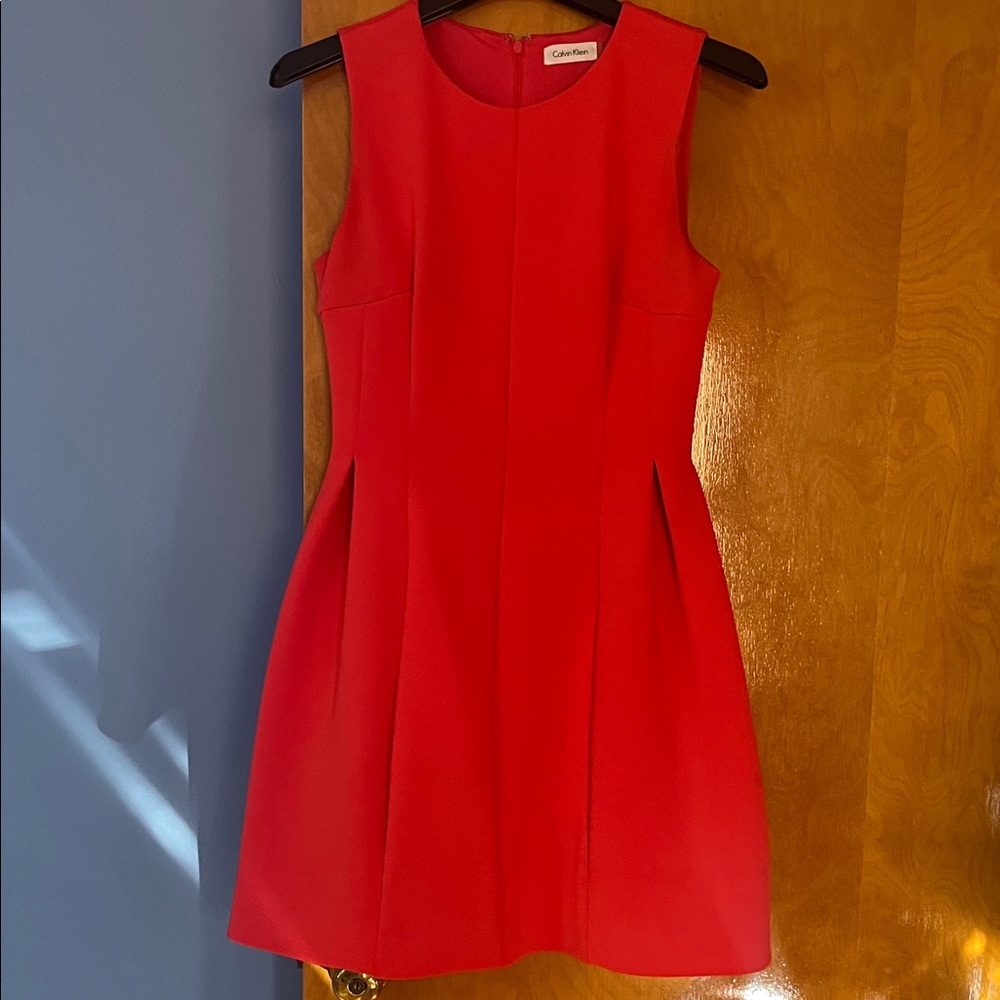 Calvin Klein Peach Sleeveless A-Line Dress
